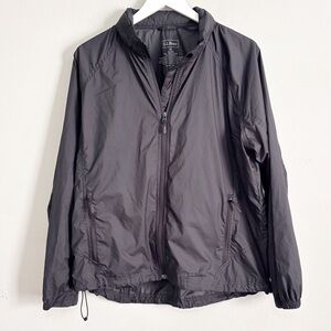 LL BEAN Men’s Black TRAIL MODEL RAIN JACKET Hooded Water Resistant Pockets Sz XL